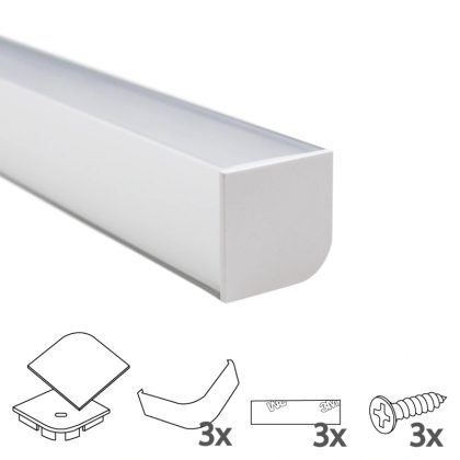 Ledstrip profiel hoek breed recht model compleet met afdekkap 1,5m