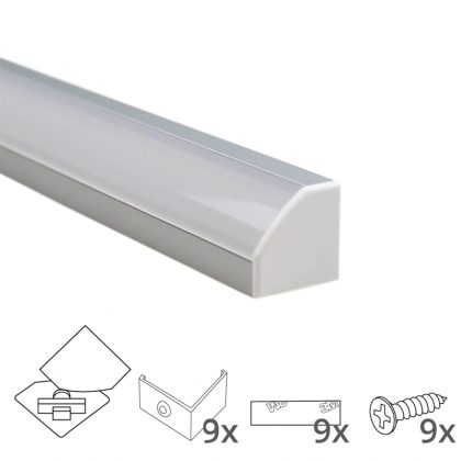 Ledstrip profiel hoek slim line - compleet inclusief afdekkap van 4 meter