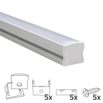 Ledstrip profiel opbouw hoog model - compleet inclusief afdekkap 2 meter 15 mm