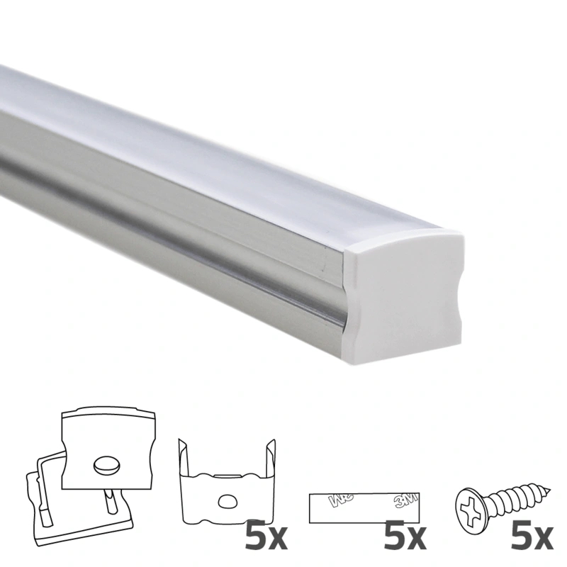 Ledstrip profiel opbouw hoog model - compleet inclusief afdekkap 2 meter 15 mm