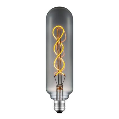 Edison Vintage LED filament lichtbron Tube - Rook - Spiraal - Retro LED lamp - 6/6/22.5cm - geschikt voor E27 fitting - Dimbaar - 4W 100lm 1800K - warm wit licht