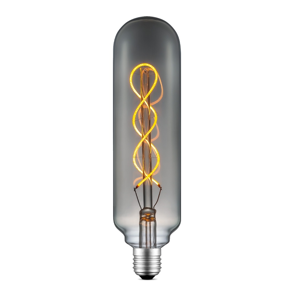 Edison Vintage LED filament lichtbron Tube - Rook - Spiraal - Retro LED lamp - 6/6/22.5cm - geschikt voor E27 fitting - Dimbaar - 4W 100lm 1800K - warm wit licht