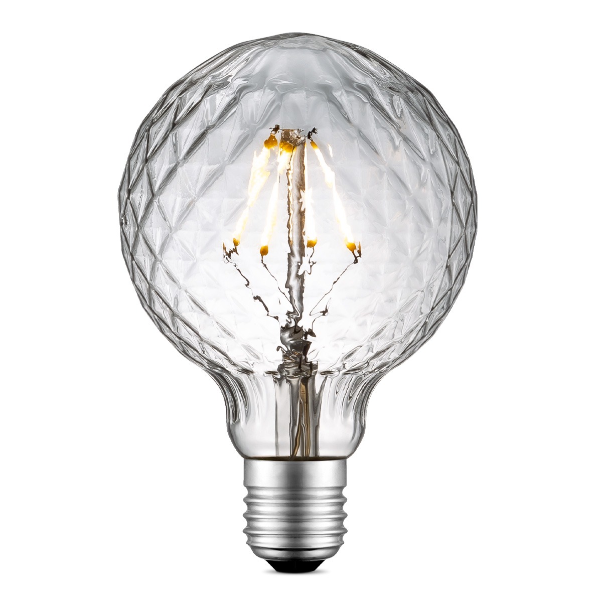 Edison Vintage LED lamp E27 LED filament lichtbron, Deco Globe G95, 9.5/9.5/13.5cm, Helder, Retro LED lamp Dimbaar, 4W 440lm 3000K, warm wit licht, geschikt voor E27 fitting