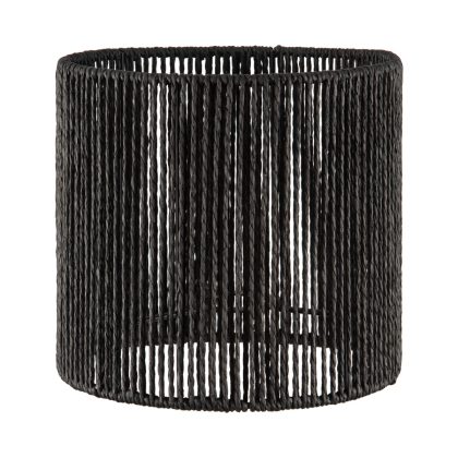 Papieren Woven Lampenkap - Cilindrisch - Black - Moderne stijl - ø20 x 17 cm - E27 fitting - Voor Wandlampen en Tafellampen - Ontworpen voor woonkamer en eetkamer