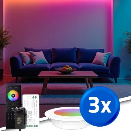 RexTech 3-pack RGBWW Spot Set Wit