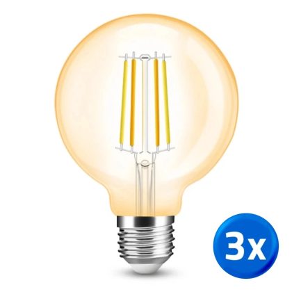 Slimme filament LED lamp - Dual white 7W E27 fitting - G95 model colored - voordeelset van 3