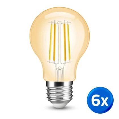 Slimme filament Zigbee LED lamp - Dual white 7W E27 fitting - A60 model colored - voordeelset 6 stuks