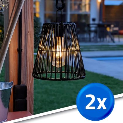 Solar hanglamp firenze op zonne-energie - met filament led lamp - voordeelset 2 stuks