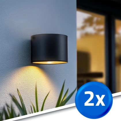Solar led wandlamp op zonne energie sven rond - voordeelset van 2 stuks