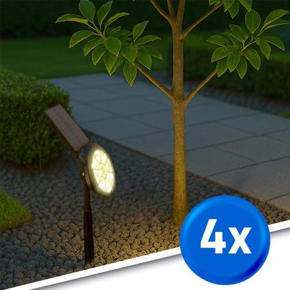 Solar spot sunny dual white tuinspot met grondspies - 4 stuks