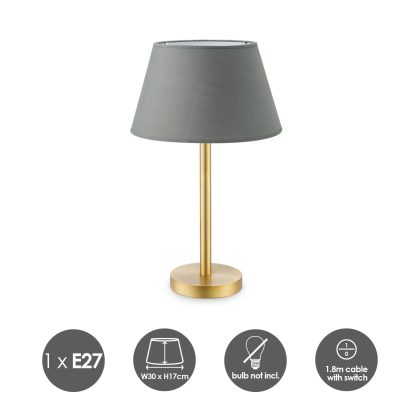 Light depot - tafellamp Stick messing & lampenkap Largo - antraciet - Outlet