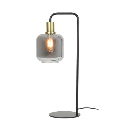 Tafellamp Lekar antiek brons met smoke glas