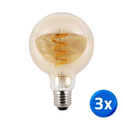 Tuya slimme led filament lamp goud - E27 fitting Globe - Dual White - Voordeelset van 3