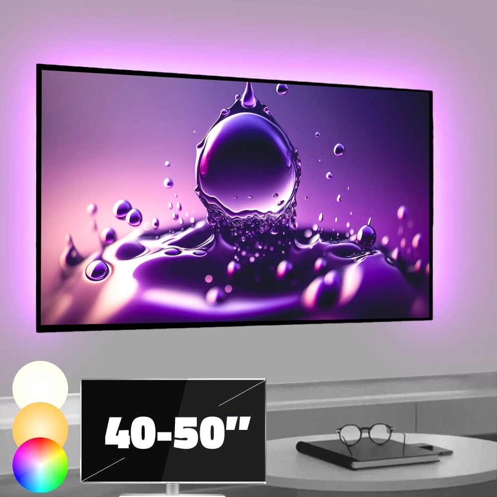 Tv backlight set met 3 RGBWW ledstrips voor tv's 40-50 inch