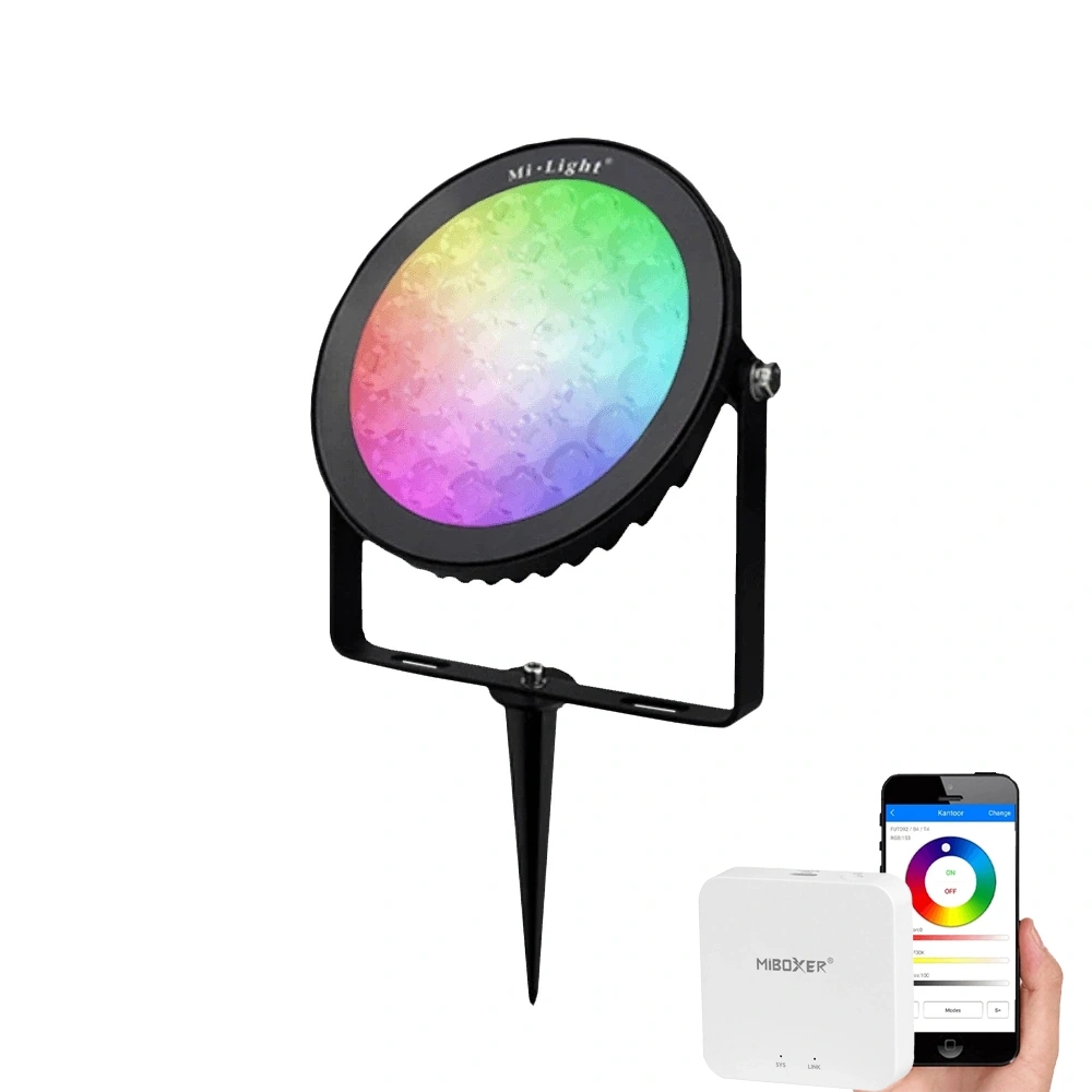 Wifi set met 1-4 RGBWW wifi led tuinspots 15 watt