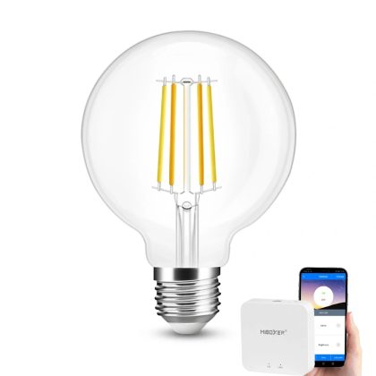 Wifi set met Dual White smart filament lamp van Milight 7W E27 fitting - G95 model - Met Milight module