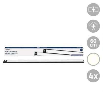 Yeelight kastverlichting met sensor 60 cm - Warm wit licht - Oplaadbare batterij - Voordeelset van 4 stuks