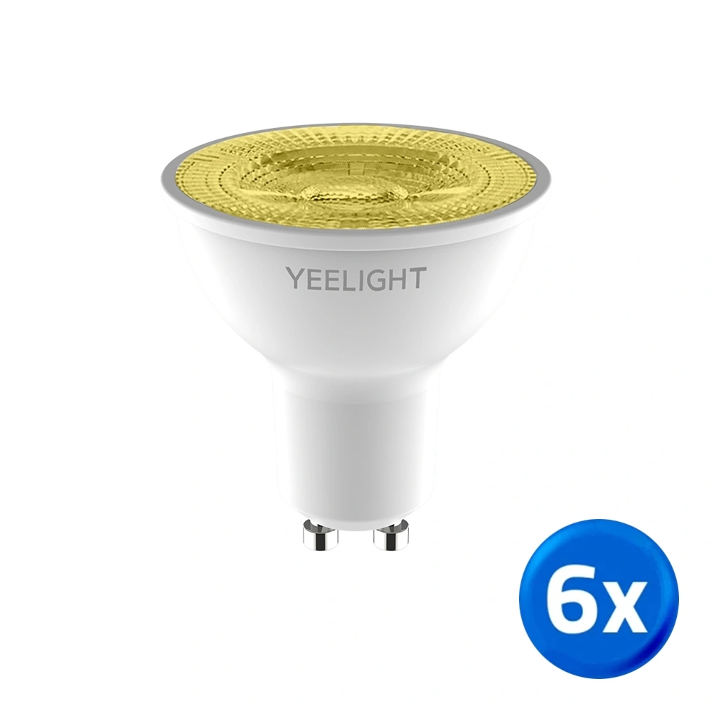 Yeelight slimme led spot - GU10 fitting - Warm Witte lichtkleur - Voordeelset van 6 stuks